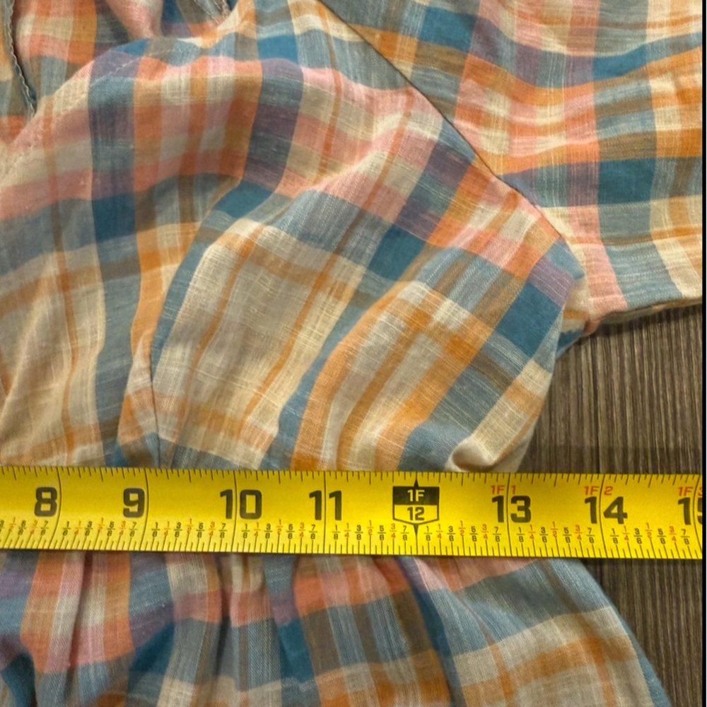 Drew by Anthropologie Plaid Ruffle Cottagecore Mini Dress with V-neckline Size S - Picture 8 of 10